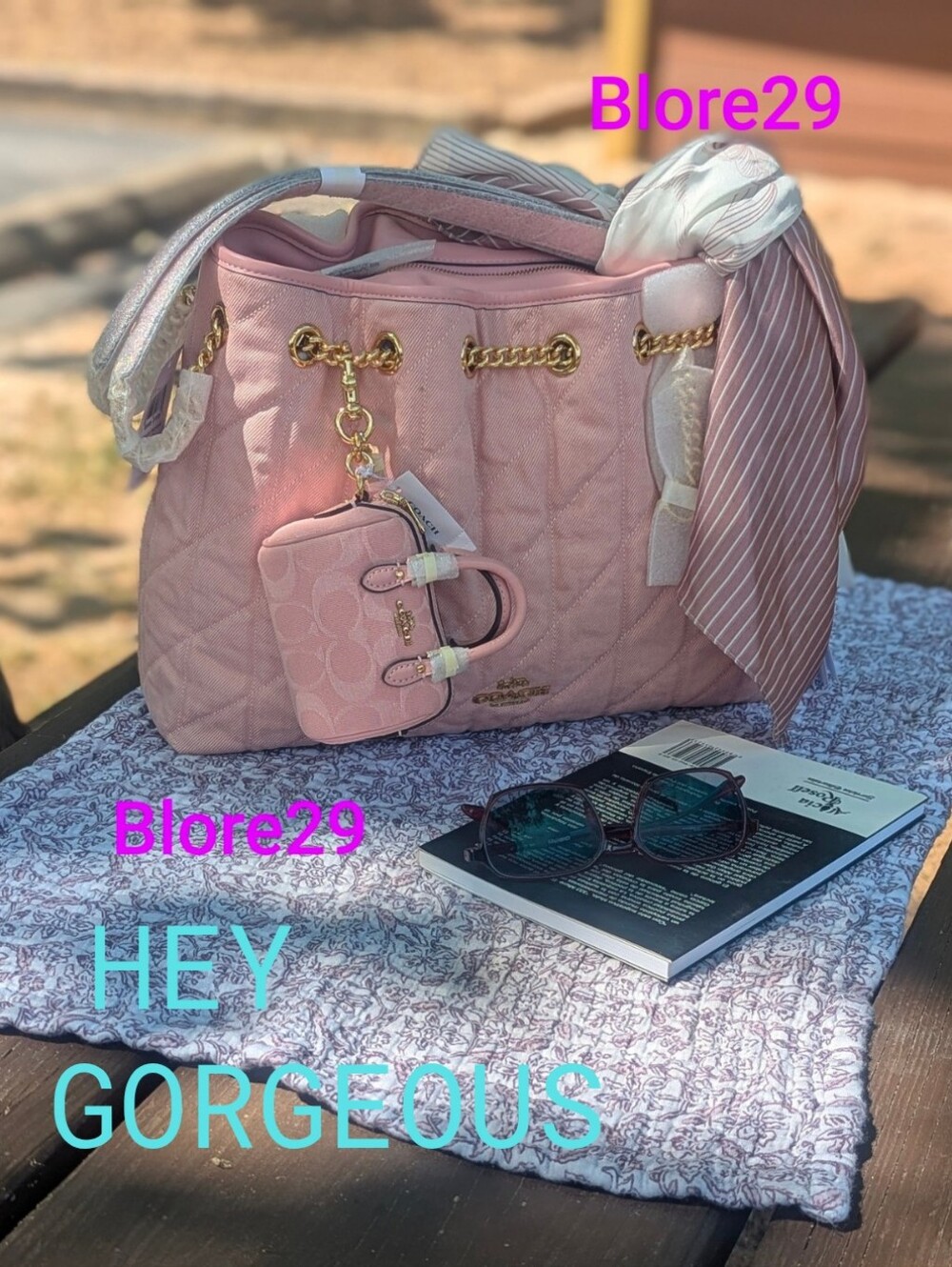 Coach Pink Denim Evelyn